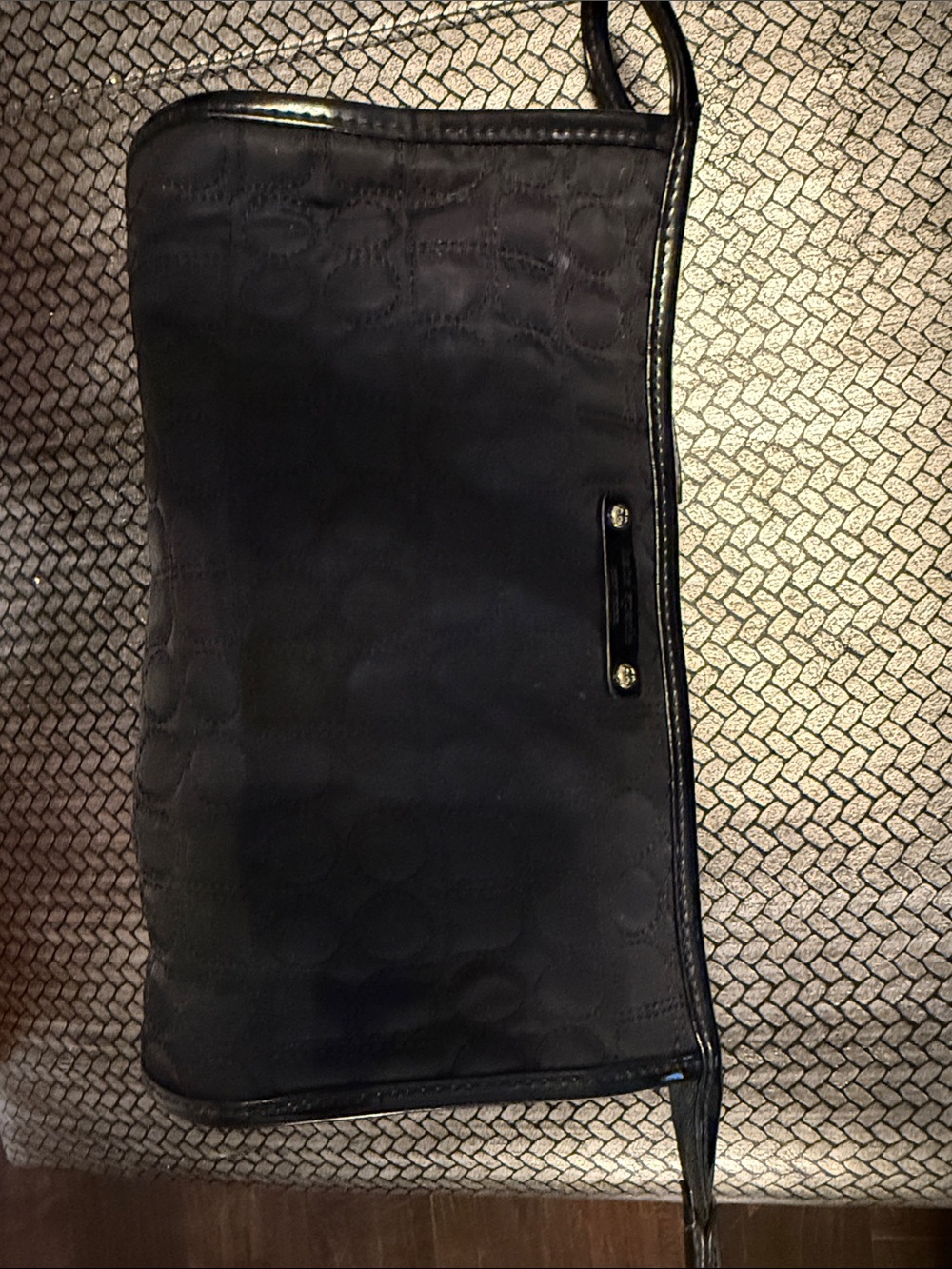 kate spade Black Quilted Toiletry Pouch with Patent Trim